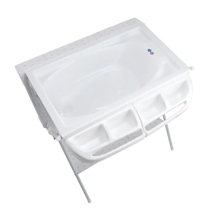 FORMULA BABY Table à langer pliante blanche - baignoire et tuyaux vidange inclus-1