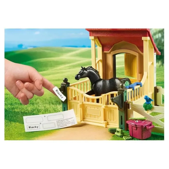 Figurines Personnages - PLAYMOBIL - Box avec Cavalière et Cheval Pur-Sang Arabe - 1 box avec enclos - Plastique-3