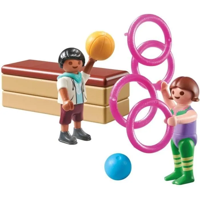 Duo d'enfants avec matériel de gymnastique-0
