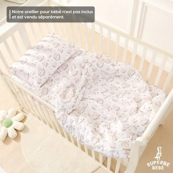 Couverture en Coton et Minky - 75x100 - Aster White | SUPERBE BEBE-3