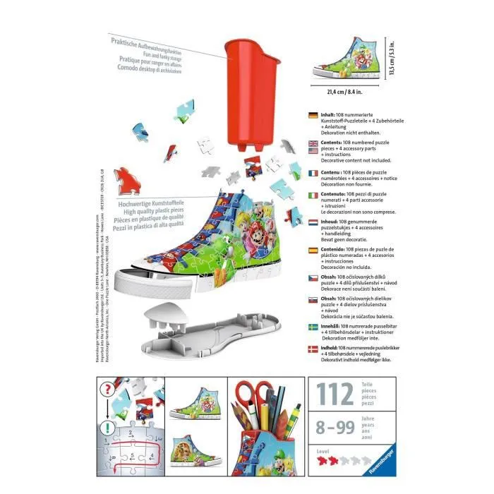 Puzzle 3D Sneaker Super Mario - Ravensburger - 108 pièces - Sans colle - A partir de 8 ans-1