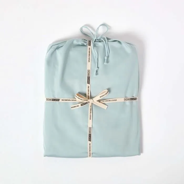 Drap-housse - Coton Égyptien - 160 x 200 cm - 400 fils - Bleu Givré - Biologique-3