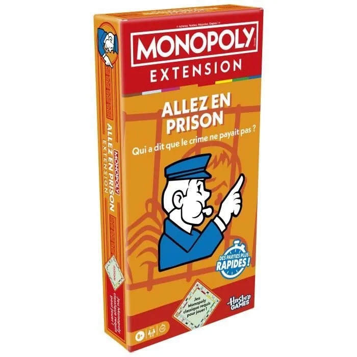 Monopoly Extension Allez en prison, rend le jeu Monopoly classique plus amusant et plus rapide, jeux de plateau, 2 à 6 joueurs, 40 m-5