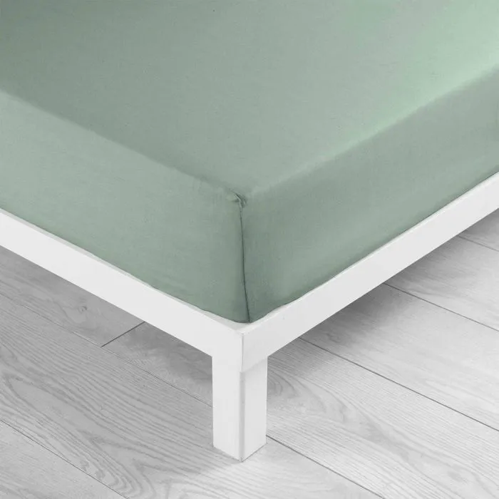 Drap housse 90x190 cm - Bonnet 30 cm - 100% coton - Sauge-3