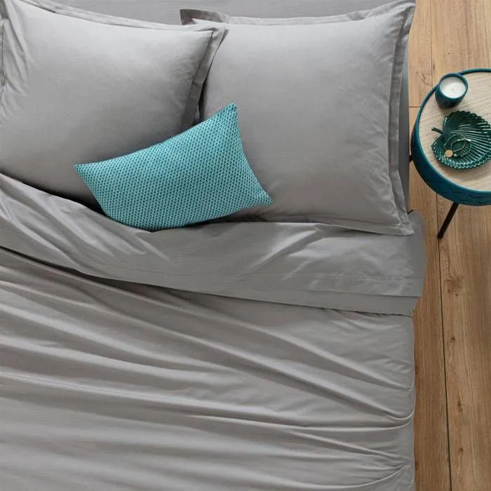 Drap-housse - ATMOSPHERA - Gris souris - 140x190 cm - Bonnet H30cm - 100% Coton-1