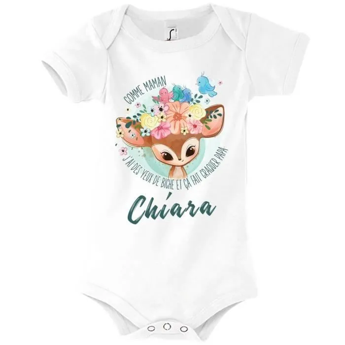 Chiara | Body bébé prénom fille | Comme Maman yeux de biche | Vêtement bébé adorable pour nouv 12-18-mois-0