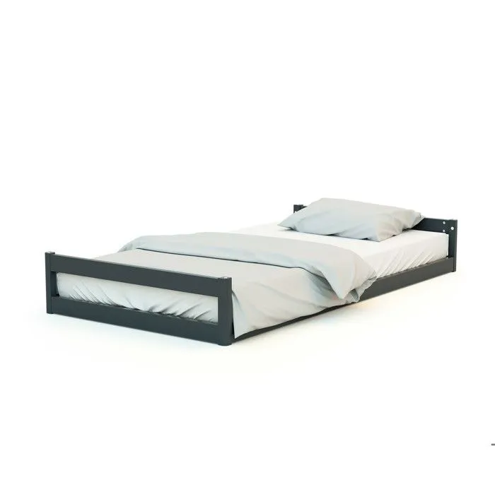 AT4 -  Lit cabane bébé évolutif CONFORT en bois  Gris Graphite et Hêtre Verni - Taille unique-5