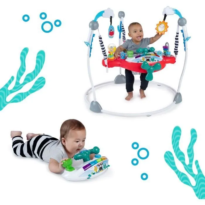 BABY EINSTEIN Aire d'Eveil à Rebonds Ocean Explorers - Petit Avion, Jouets interactifs multilingues, Siège pivotant à 360 degrés-1