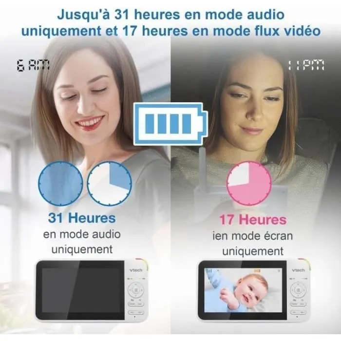 Moniteur vidéo numérique pour bébé VTech VM924 avec fonction panoramique et inclinaison-2