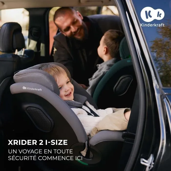 Siège auto I-size 40-150 cm - KINDERKRAFT XRIDER - Rotation à 360° - Base intégrée avec isofix - 8 positions d'inclinaison - Noir-1