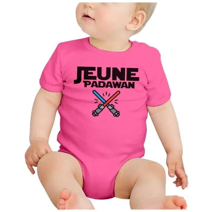 Body Bébé Manche Courte Rose Jeune Padawan Etoile Galaxy Chevalier-1