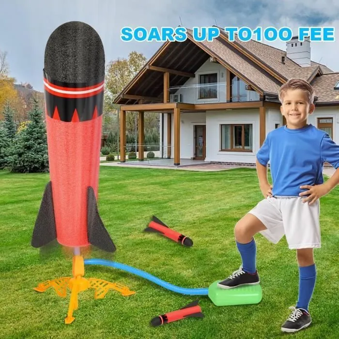 Lanceur de Fusée Jouet pour Enfants,Fusée Plastique Kit avec 3 Lance-Rocket en Mousse,Jeux Enfants 4 5 6 7 8 9 Ans Noel Jeux-1