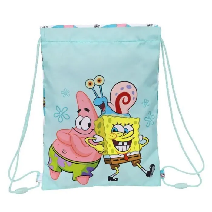 Sac à dos - Spongebob - Stay positive - Bleu Blanc - Polyester 300D - 26 x 34 x 1 cm-0