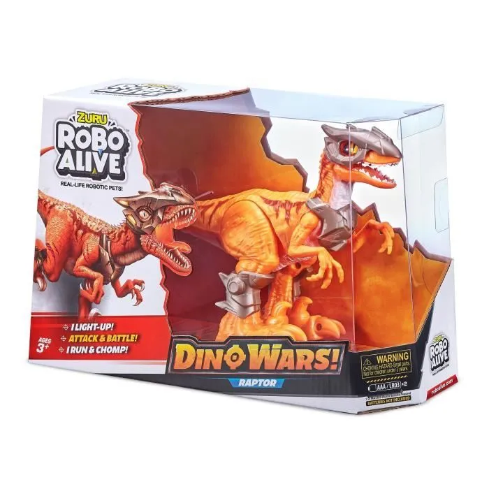 Jouet robotique - ZURU - Robo Alive Dino Wars Raptor - Armure, lumière et technologie avancée-1