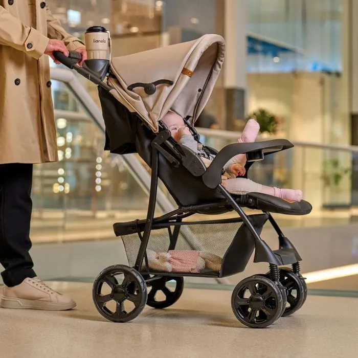 Poussette canne légère LIONELO Emma - Plage rapide - 6-36 mois - Sac inclus - Grand panier - Beige-1