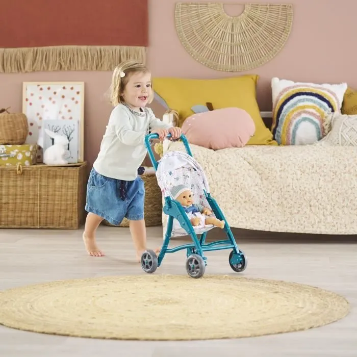 Poussette oursons - COROLLE - Accessoire Poupon 30cm - Bleu - Légère et facile d'utilisation-8