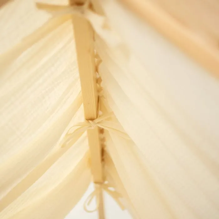Set double ciel de lit cabane en gaze de coton DUO Écru 130x390 cm-5