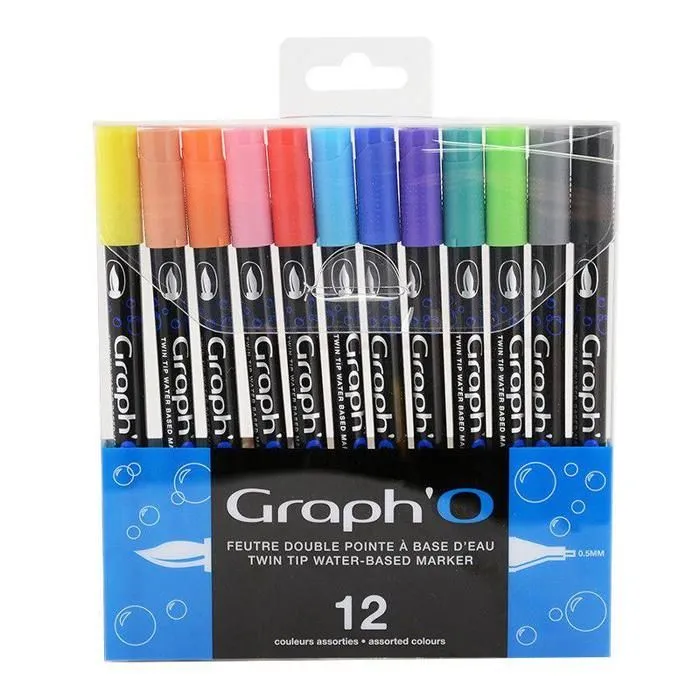 Feutres pinceaux - Graph'It - Graph'O - 12 feutres - Double pointe - Mixte-3
