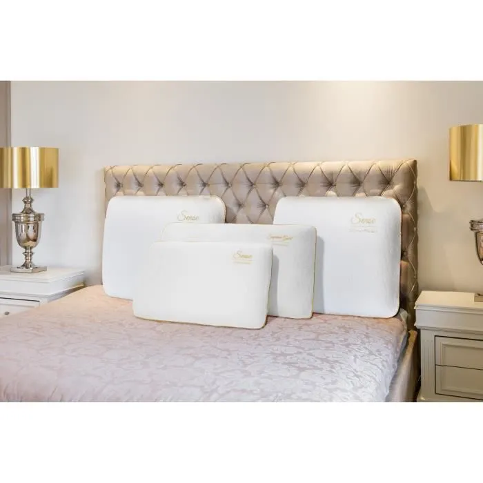 Oreiller Suprême Gold 60x60 Sampur | Mémoire de Forme | Thermorégulateur | Épaisseur 12 cm | Confort Semi-Ferme Coutil Déhoussable-0