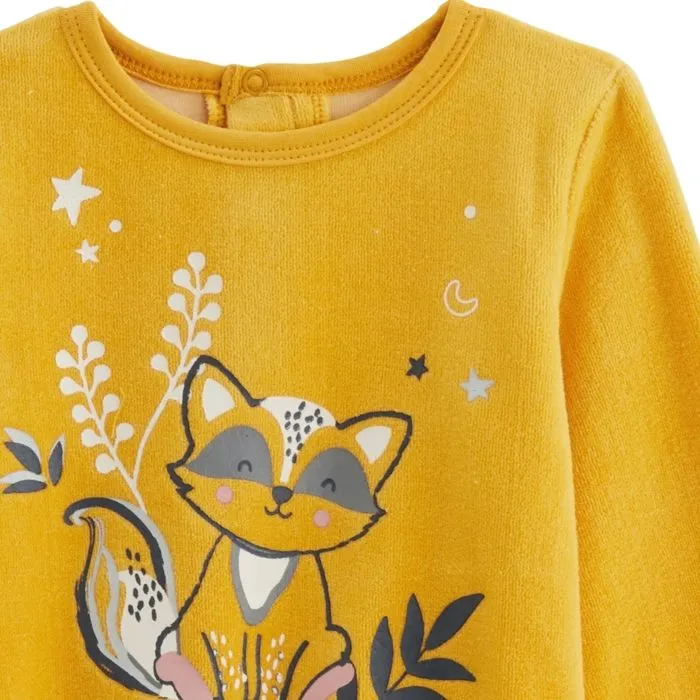 Pyjama bébé - Petit Loup - 2 pièces - Velours - Ocre - Garçon-3