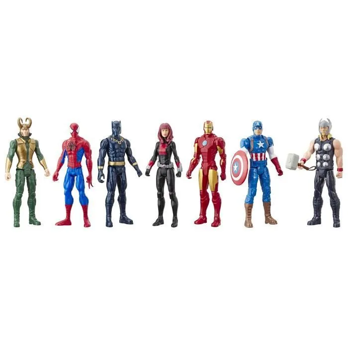 Maxi Pack Avengers 7 figurines de 30 cm, 5 accessoires, Marvel Avengers Titan Hero Series-1