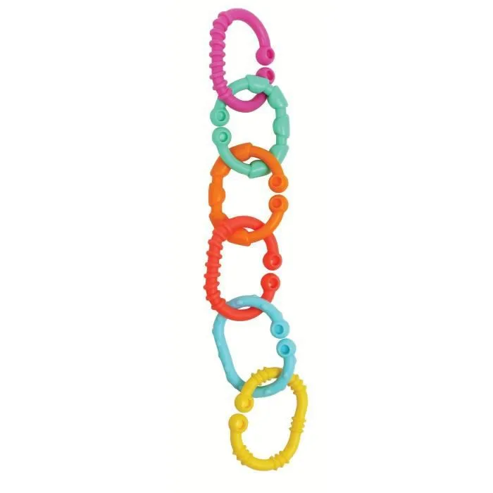 Chaine pour poussette - PLAYGRO - Anneaux en liens Loops - Maillons de dentition et colorés - Mixte-1