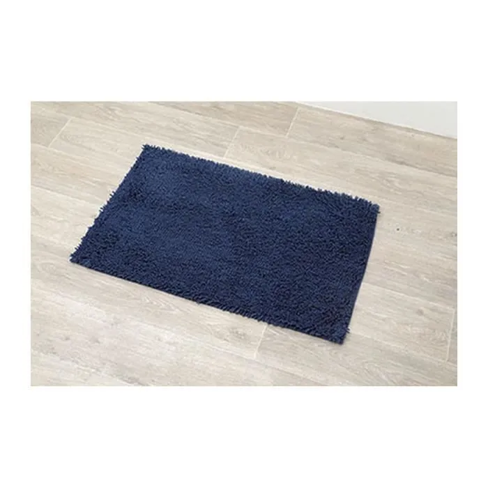 TENDANCE - Tapis de salle de bain Bleu marine en Microfibre chenille 50 x 80 cm Marine-2