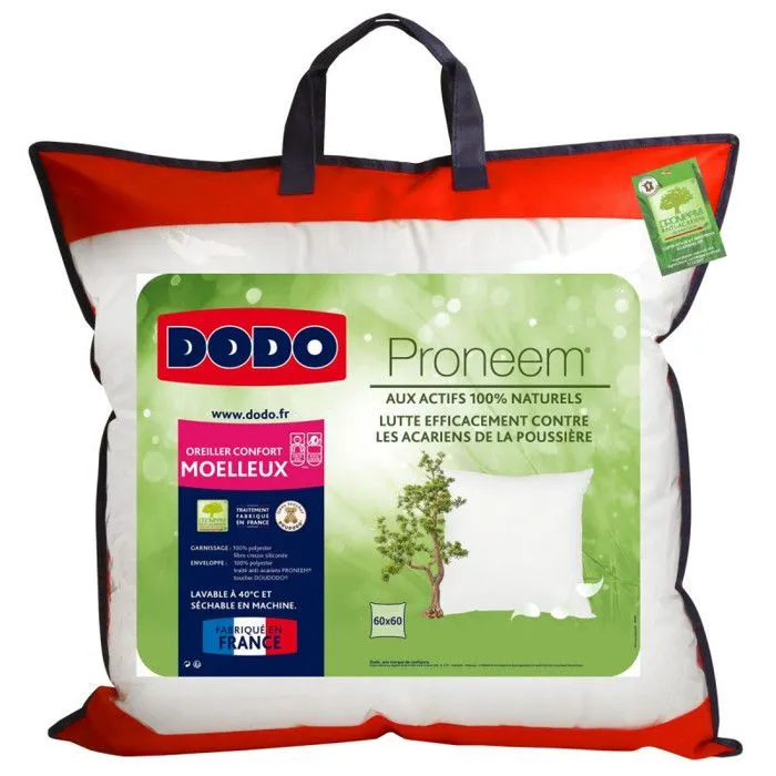 Oreiller moelleux antiacariens Proneem® Fibre VOLUPT’AIR® Dodo - Oreiller 60 x 60 cm-0