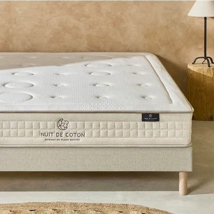 Ensemble PRELUDE 2.0 90x200 cm | Matelas Latex 100% Naturel + Sommier Bois | Beige-5