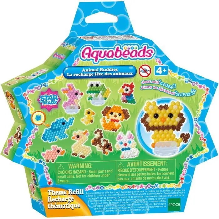 Loisir créatif - AQUABEADS - Recharge fête des animaux - Plus de 600 perles - Mixte - A partir de 4 ans-5