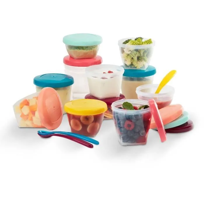 BABYMOOV Babybols Kit XXL MultiSet 12 pots de conservation + 3 cuillères souples-0