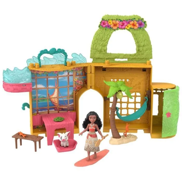 Disney Vaiana Histoires à empiler Coffret de maison de poupée avec une petite poupée Vaiana, 1 ami animal et 9 accessoires - MATTEL-3