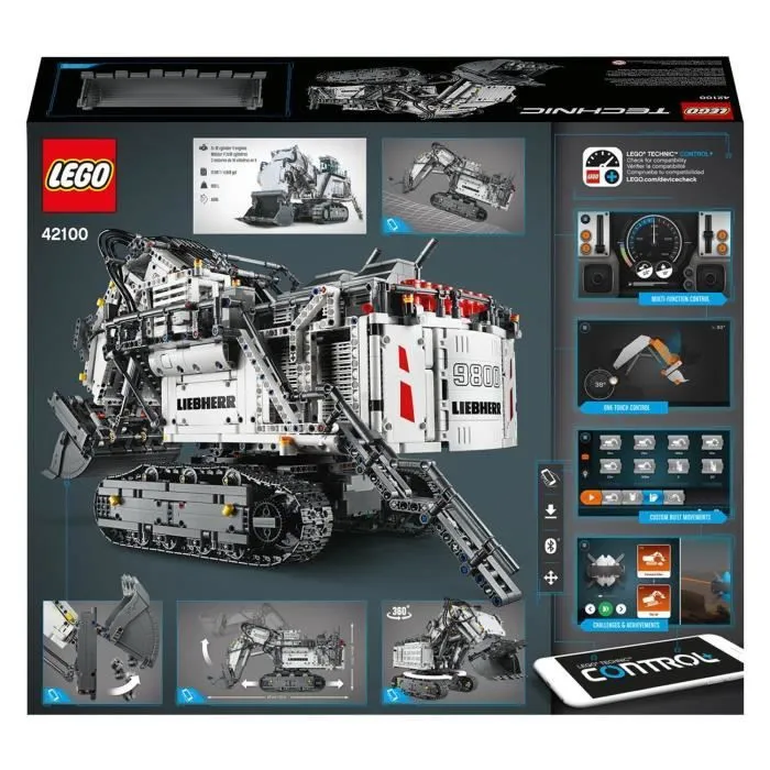 LEGO® Technic 42100 La pelleteuse Liebherr R 9800, Véhicule de Chantier RC Télécommandé, Kit de Construction-3