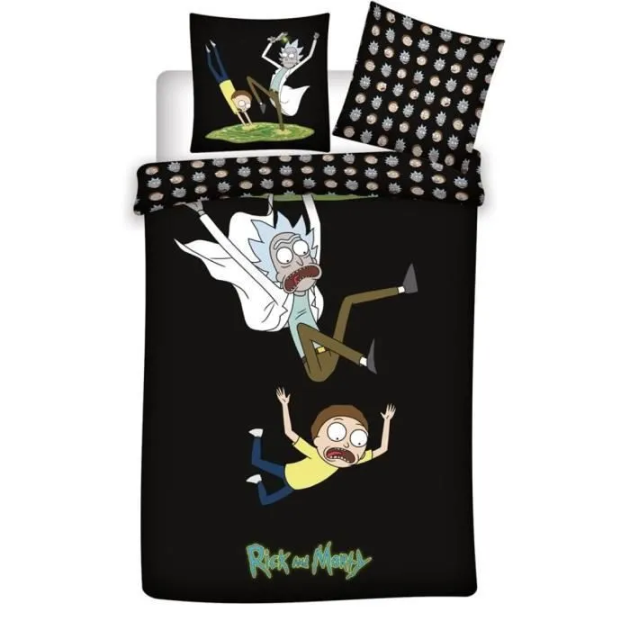 Housse de couette - Carbotex - Rick & Morty - 140 x 200 cm - Coton biologique - Noir-0
