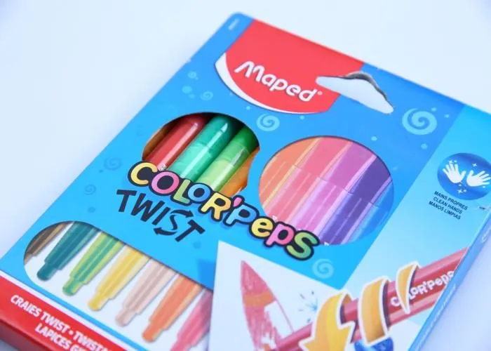 Crayon de cire - Color'Peps - Twist - 12 couleurs - Mine rétractable - Gaine en plastique-1