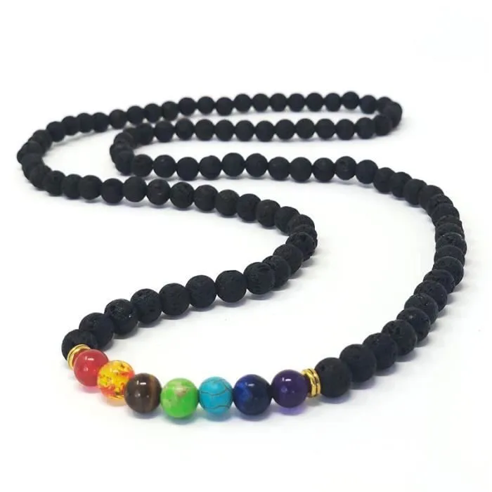 Collier - SHOP-STORY - Guérison des 7 Chakras - Pierres naturelles - Mixte - Noir-0
