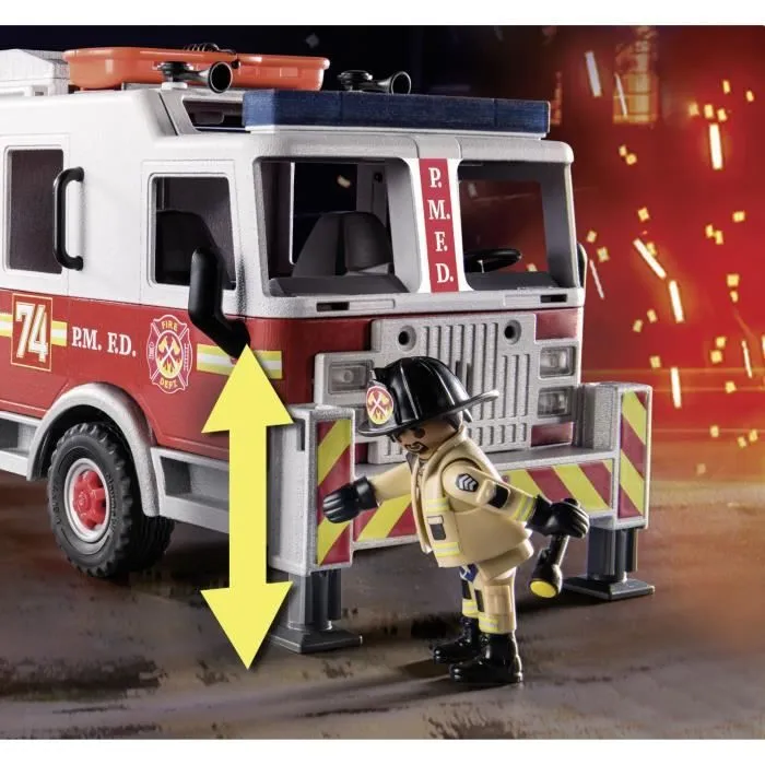 PLAYMOBIL 70935 Camion de pompiers avec échelle, City Action, Les pompiers, 113 pièces, Dès 5 ans-4