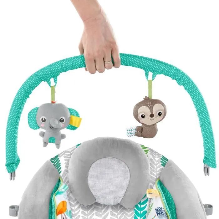 BRIGHT STARTS Transat bébé Jungle Vines, vibrations apaisantes, barre de jouets amovible, jusqu'à 9 mois-5