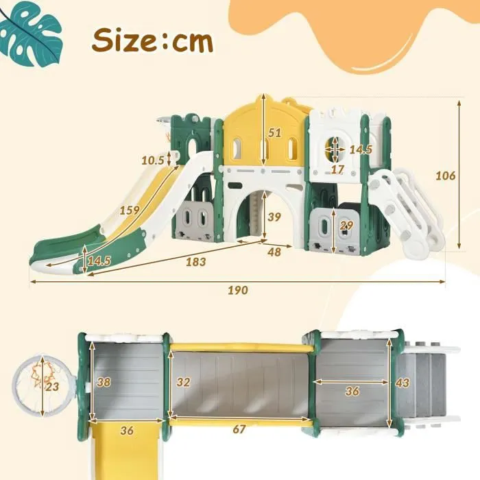 Toboggan enfants 6 en 1 - MODERNLUXE - Fabriqué en HDPE - vert-3