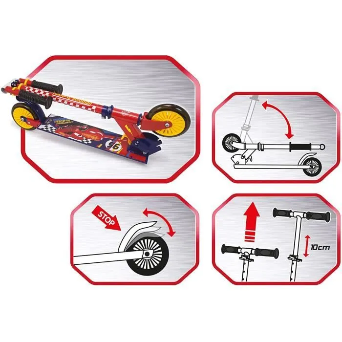 Smoby - Cars - Patinette 2 roues pliable - Strucure métale - Trottinette avec guidon réglable-2