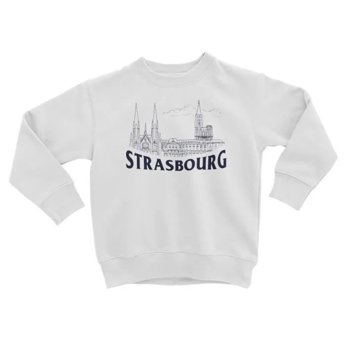 Sweatshirt Enfant Strasbourg Minimalist Ville France Histoire Patrimoine-0