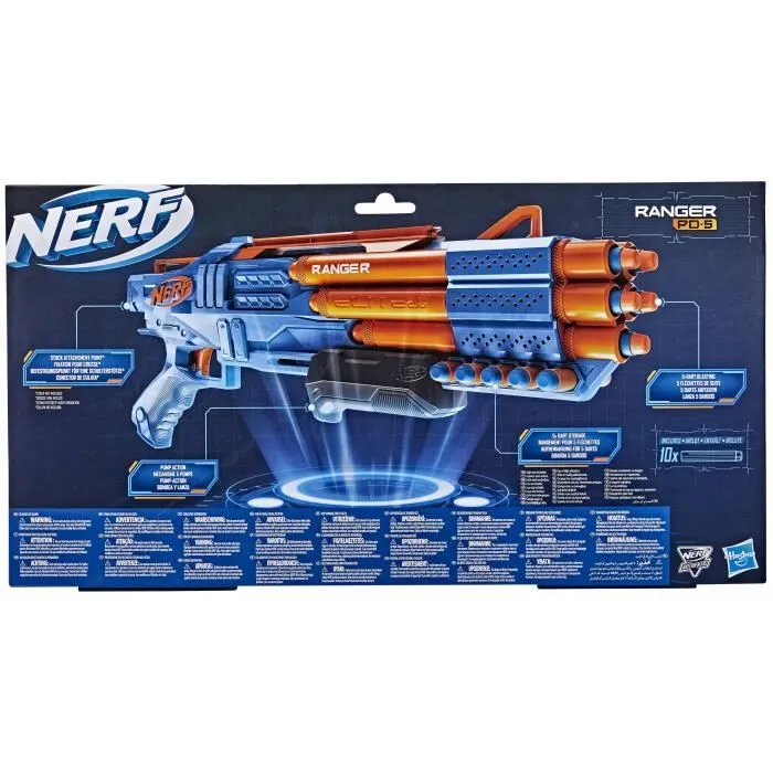 Nerf Elite 2.0, blaster à pompe Ranger PD-5, tir à 5 canons, 10 fléchettes Nerf Elite, facile à utiliser, rangement-4