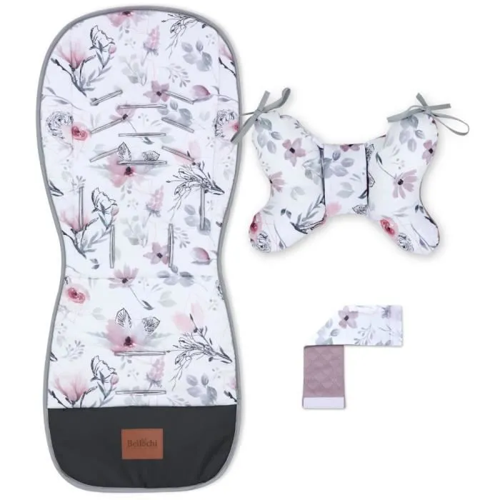 Bellochi Coussin Poussette Universel Été Matelas Poussette Universelle avec Coussin Anti-Choc - Velours et Coton - Rose-0