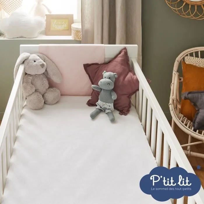 Protège Matelas Bébé Éponge 100% Coton 60x120 cm | Greenfirst® : Traitement Végétal contre les Acariens | Alèse Imperméable Blanc-2