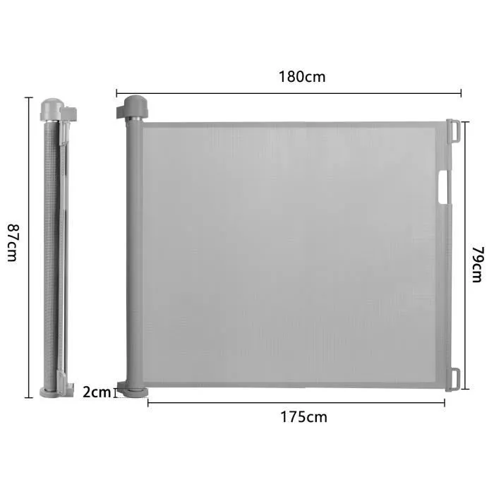 HENGMEI Barrière de sécurité pour escalier, Extensible de 0 à 180 cm, pour bébés et animaux domestiques, Gris, 180 cm-1