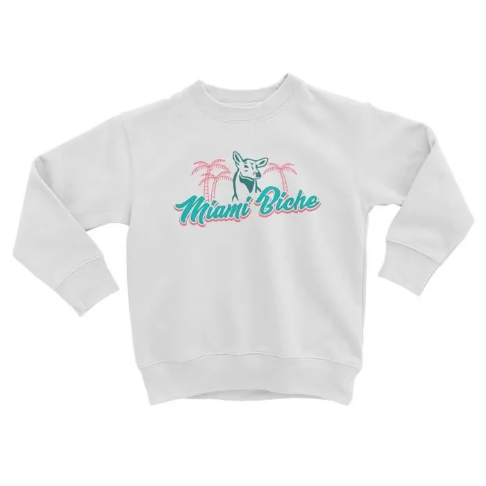 Sweatshirt Enfant Miami Biche Humour Plage Etats-Unis Jeu de Mot-0