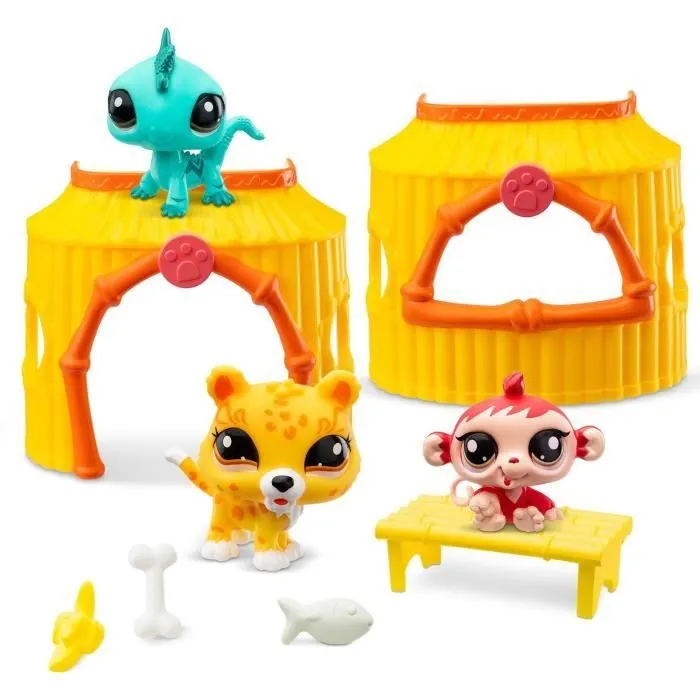 BANDAI - Littlest Pet Shop - Pack Tiki Jungle - 3 animaux et accessoires - BF00515-1