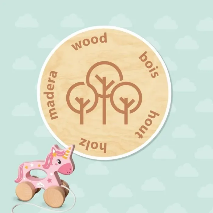 Licorne en bois 2 en 1 - A pousser et à tirer - SES CREATIVE - Licorne rose à pousser ou à tirer.-4