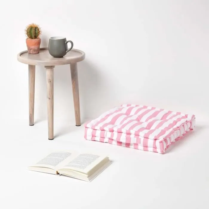Coussin de sol - Non spécifié - Grandes Rayures - 40 x 40 cm - Rose - Intérieur-1