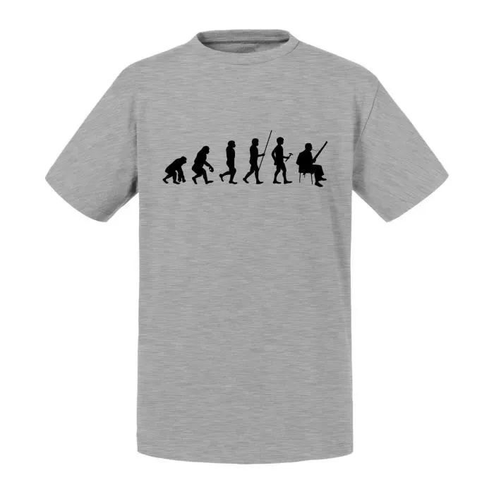 T-shirt Enfant Gris Evolution Basson Vent Orchestre Instrument Musicien-0